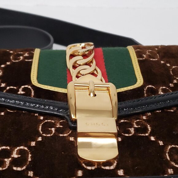 Authentic Gucci Sylvie GG Brown Shoulder Bag Luxury Designer Bag - Picture 12 of 16
